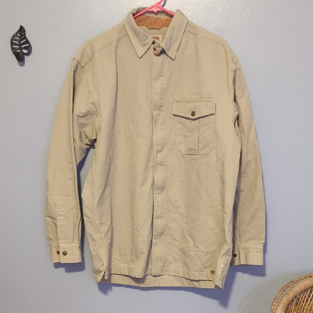 Wolverine Men's Beige Zip Front Work Or Street Style Shirt Jacket Or Shacket L